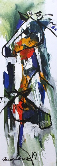 Mashkoor Raza, 12 x 36 Inch, Oil on Canvas, Figurative Painting, AC-MR-256
